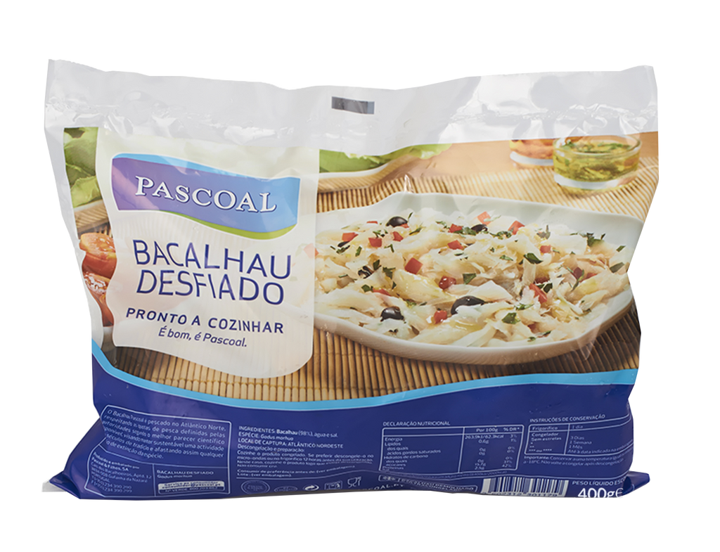 Bacalhau Desfiado 400g congelado Pascoal Bacalhau Loja Pascoal